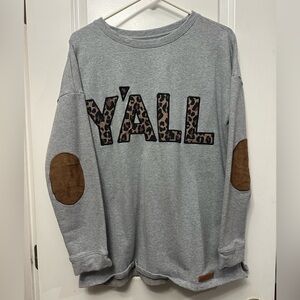 MarleyLilly Gray Sweatshirt with Brown Leather Logo Patch size S/M